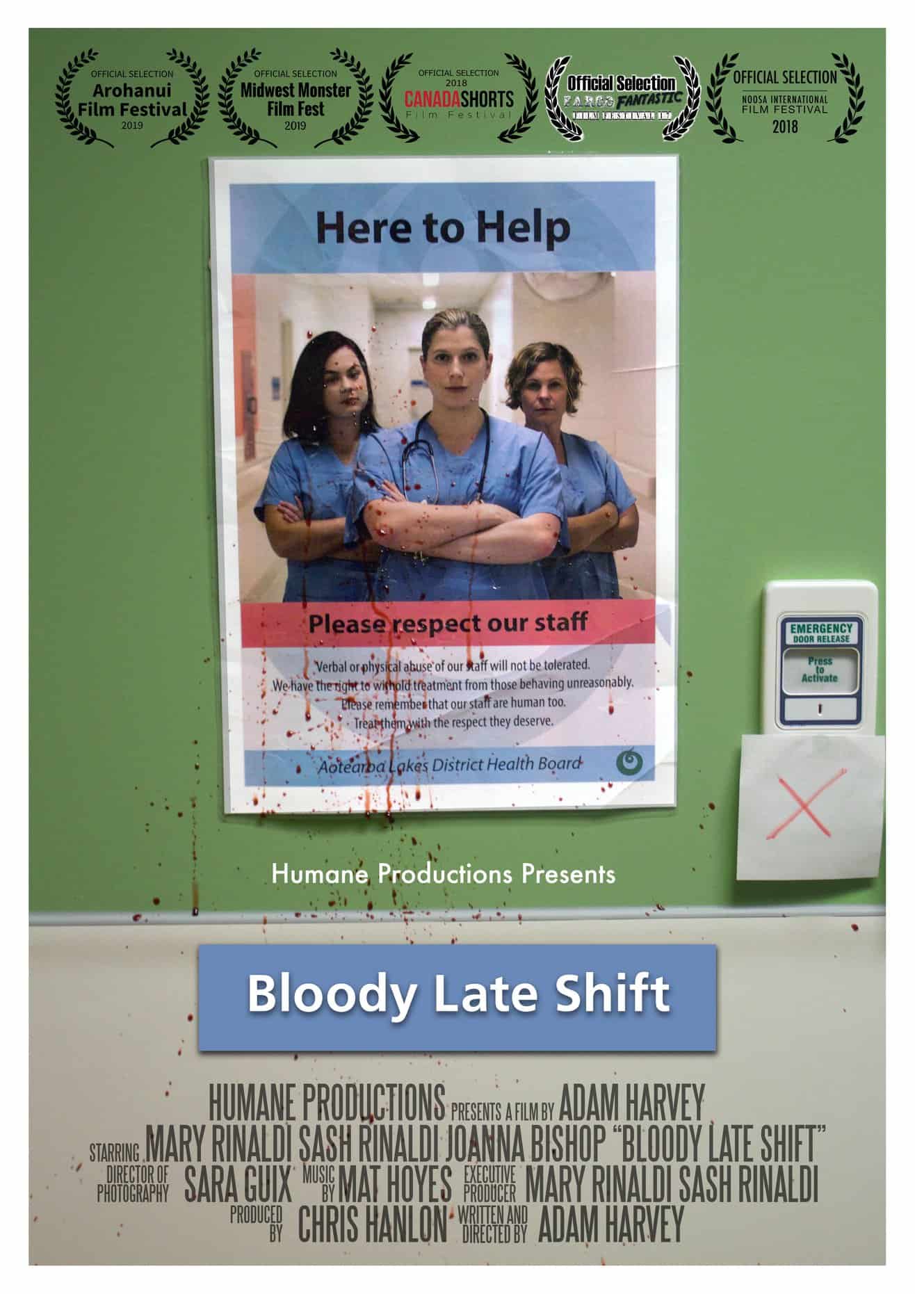 Poster for "Blody Late Shift" short film